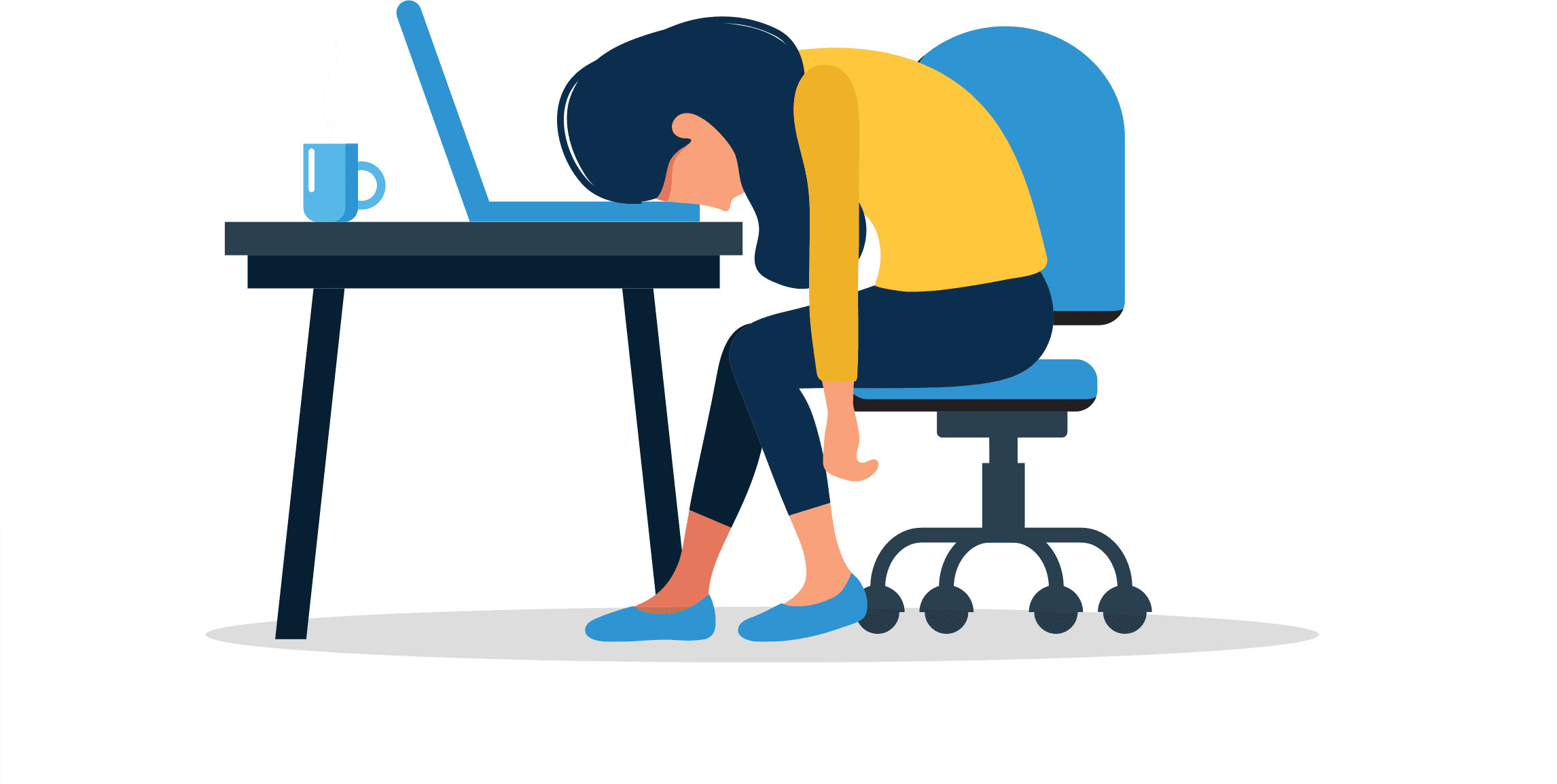 Illustration of a women tried at a computer
